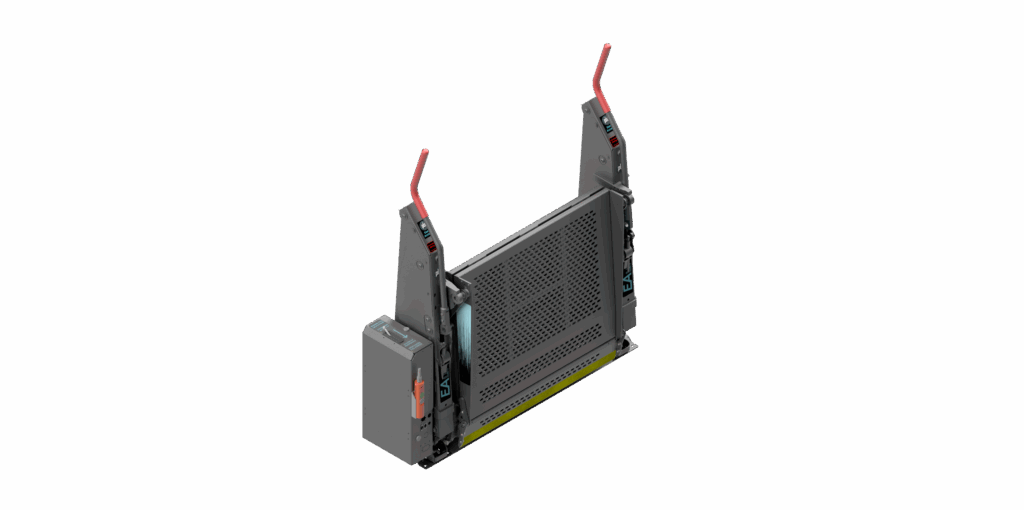Horizontal folding platform on the EA4 inboard lift